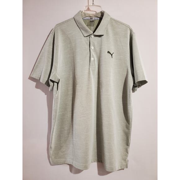 Puma Mens Collared Short Sleeve Polo Shirt Size XL Gray Embroidered Logo Golf - Picture 1 of 7